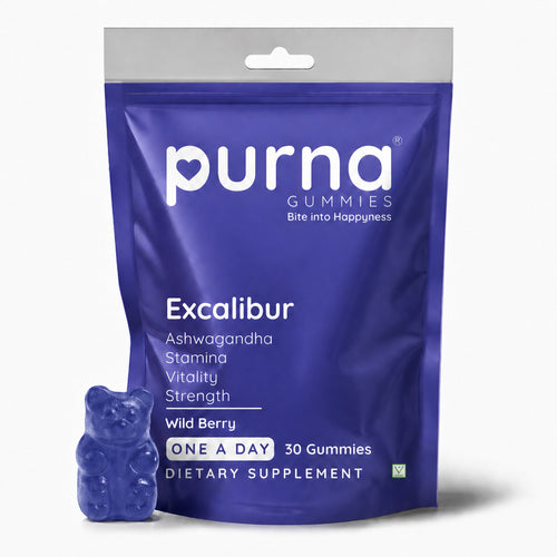 Buy 1 Get 1 Purna Ashwagandha Gummies – Wild Berry Flavor | Stress Relief, Strength & Vitality | 30 Vegan Gummies