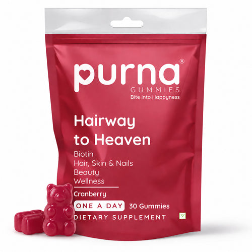Buy 1 Get 1 Purna Biotin Gummies – Cranberry Flavor | Hair, Skin & Nails Support | 30 Vegan Gummies