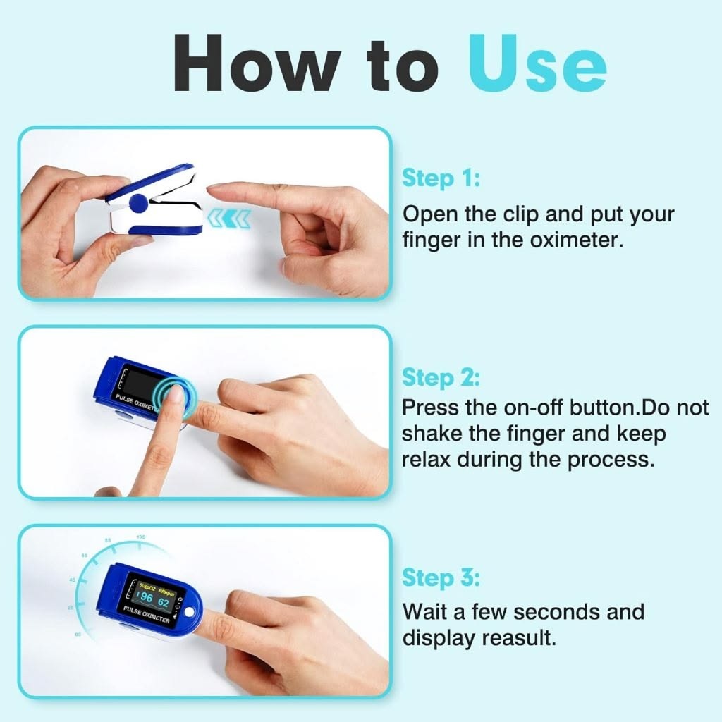 Fingertip Pulse Oximeter – SpO₂ Oxygen Saturation & Pulse Rate Monitor with LED Display