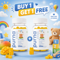 Buy 1 Get 1 Purna Junior Lil Cubs Multivitamin Gummies - Mango Flavor | Kids Multivitamin for Wellness, Immunity & Concentration | 30 Vegan Gummies