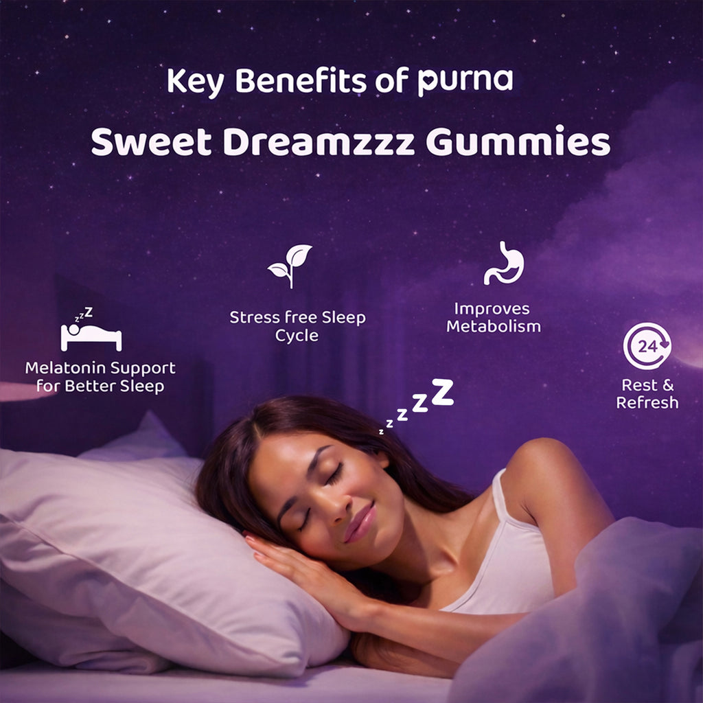 Buy 1 Get 1 Purna Sweet Dreamzzz Melatonin Gummies - Wild Berry Flavor | Rest, Relax & Refresh Support | 30 Vegan Gummies
