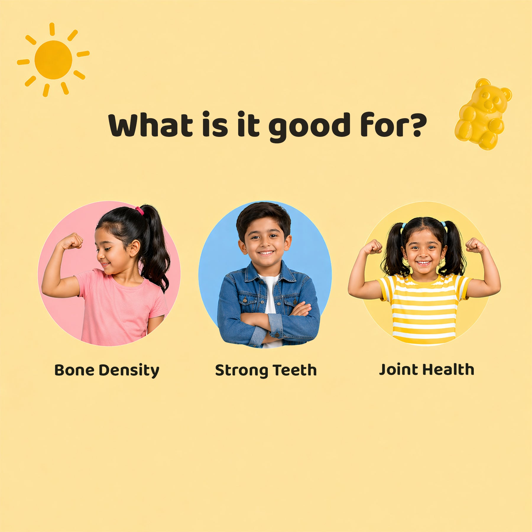 Buy 1 Get 1 Purna Junior Calcium Gummies - Mango Flavor | Calcium with Vitamin D3 & K2 for Kids Bone Strength, Growth & Joint Health | 60 Vegan Gummies