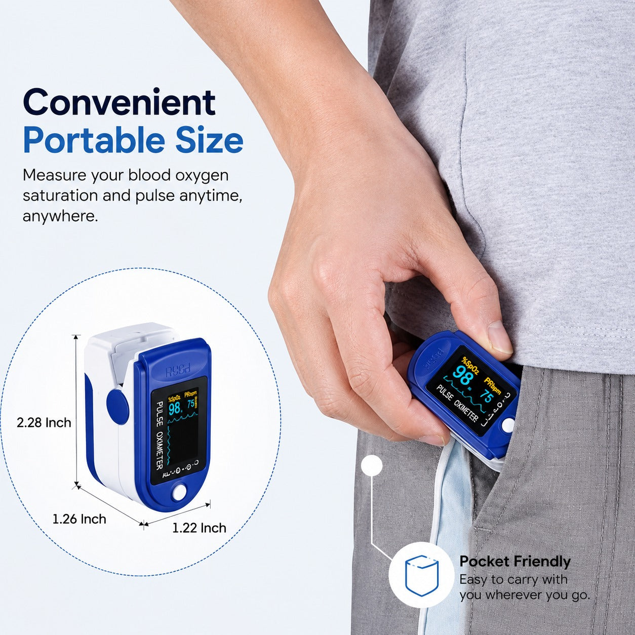 Fingertip Pulse Oximeter – SpO₂ Oxygen Saturation & Pulse Rate Monitor with LED Display