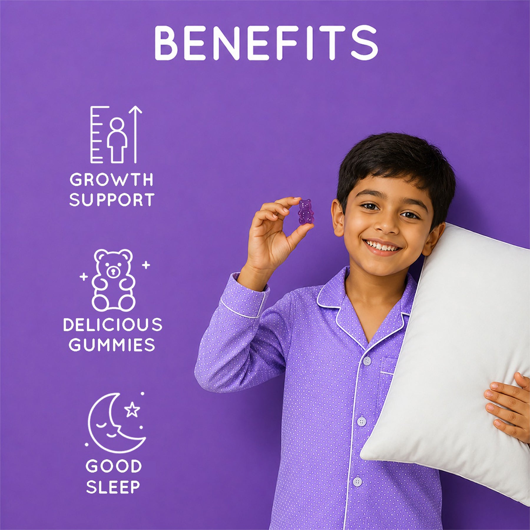 Buy 1 Get 1 Purna Junior Melatonin Gummies - Wild Berry Flavor | Melatonin & Flower Extract for Kids Sleep, Relaxation & Growth | 60 Vegan Gummies