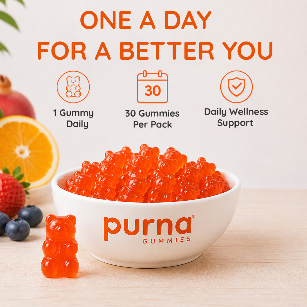 Buy 1 Get 1 Purna Youthful You Collagen Gummies - Mixed Fruit Flavor | Superfruits Collagen Builder for Anti-Aging, Beauty & Wellness | 30 Vegan Gummies