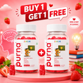 Buy 1 Get 1 Purna Junior Brain Booster Gummies - Strawberry Flavor | Ayurvedic Herbs for Kids Focus, Memory & Cognition | 60 Vegan Gummies