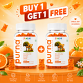 Buy 1 Get 1 Purna Junior Immunity Gummies - Orange Flavor | Vitamin C, D3 & Zinc for Kids Nutrition, Immunity & Growth | 60 Vegan Gummies