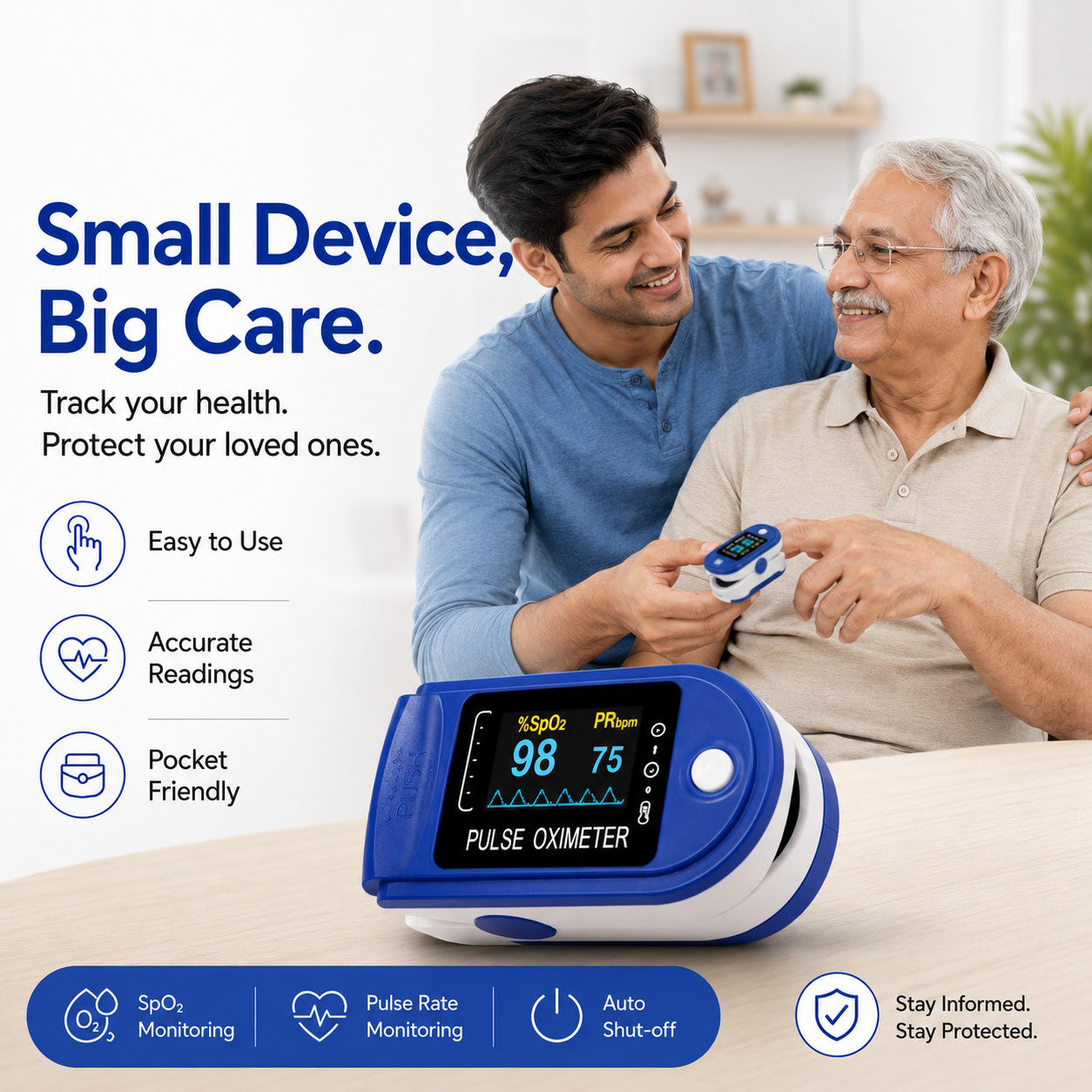 Fingertip Pulse Oximeter – SpO₂ Oxygen Saturation & Pulse Rate Monitor with LED Display